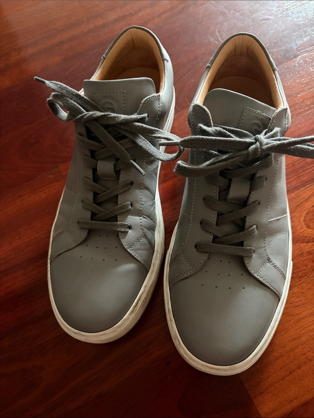Greats Gray Leather Low-Top Sneakers